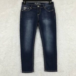 Love Indigo Womens Jeans Premium Straight Leg‎ Blue Thick Stitch Embroidered 4